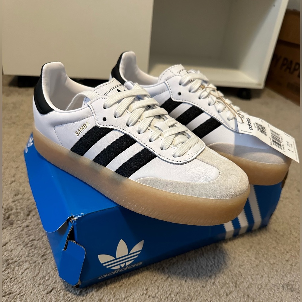 Adidas Sambae 
White Black Gum (Women's) *platform version.